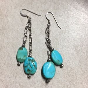Turquoise and silver earrings Navajo Made